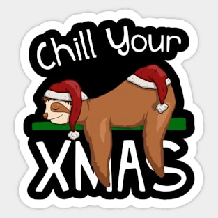 Chill Your Christmas Funny Sleepy Santa Sloth Sticker